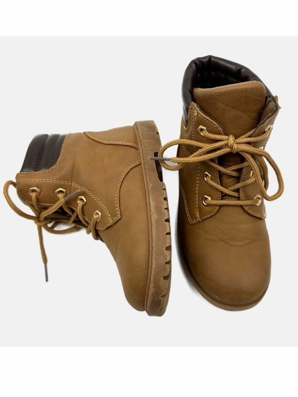 Rugged Bear Tan Brown Lace Up Boots Kids Toddler Size 10